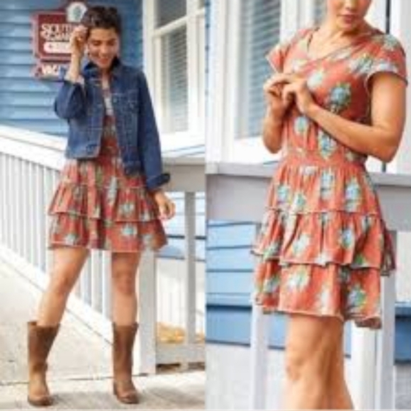 Matilda Jane Dresses & Skirts - Matilda Jane Looks to Frill Dress Brilliant Daydream Ruffle Floral Sz M